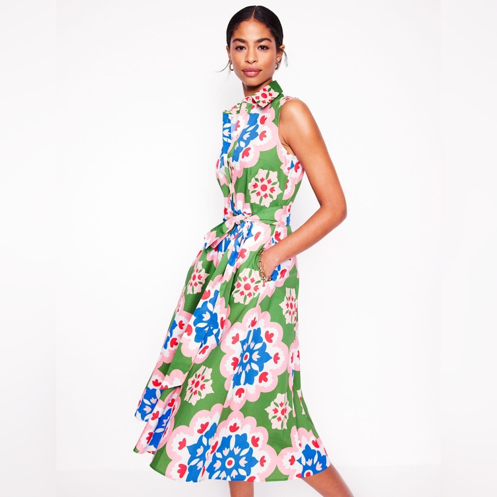 Amy Sleeveless Shirt Dress-Multi, Bloom Geo